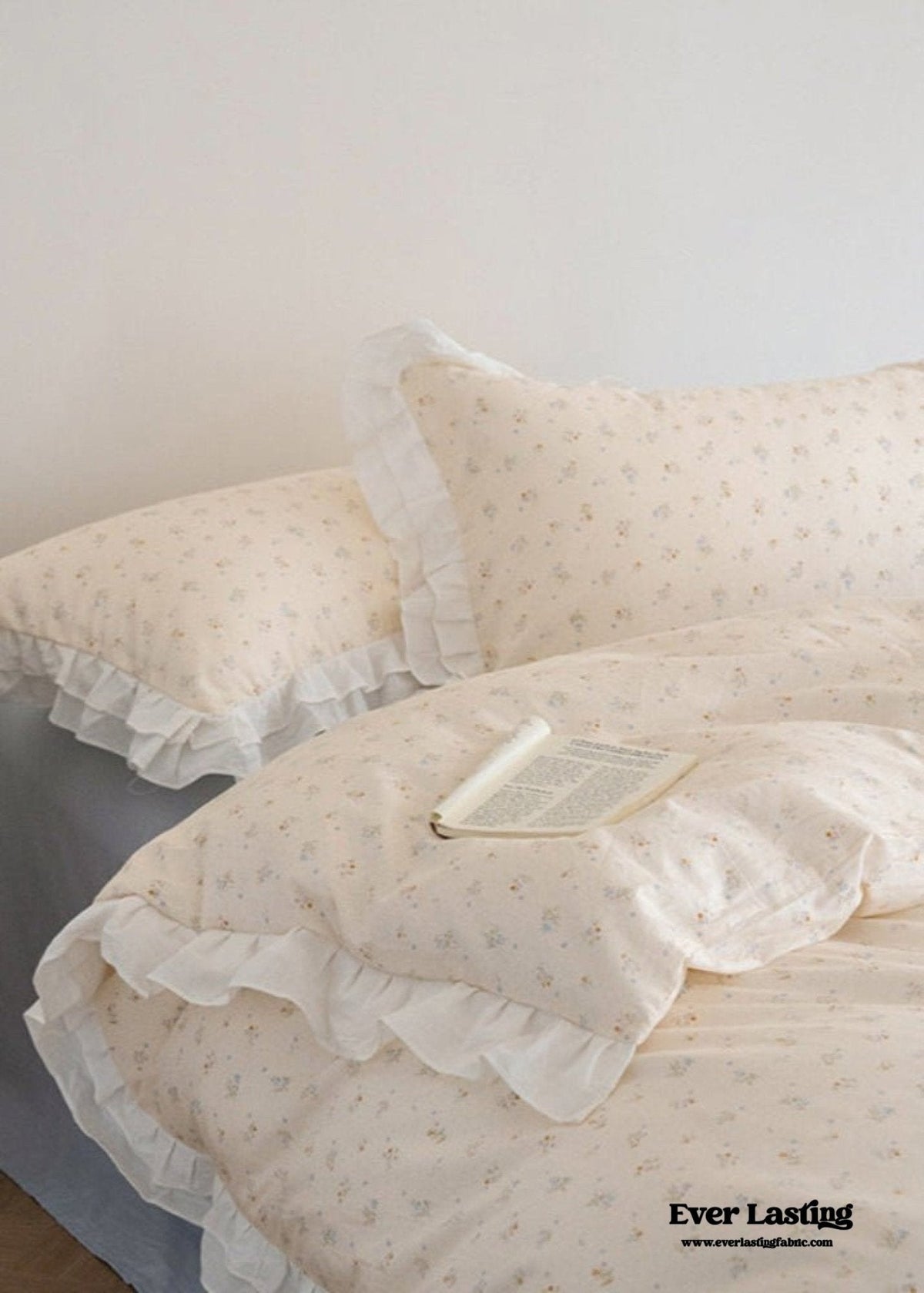 Annie Lace Ruffle Floral Bedding Set / Pink Beige