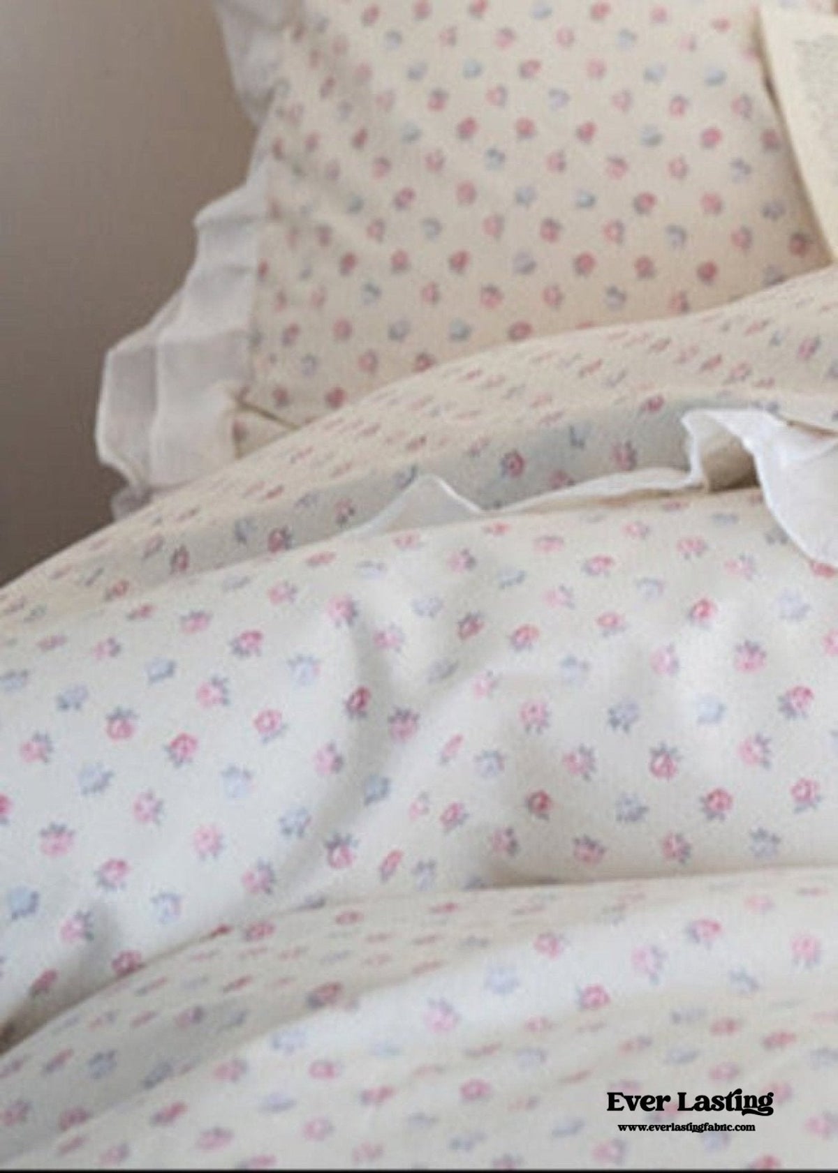Annie Lace Ruffle Floral Bedding Set / Pink Beige