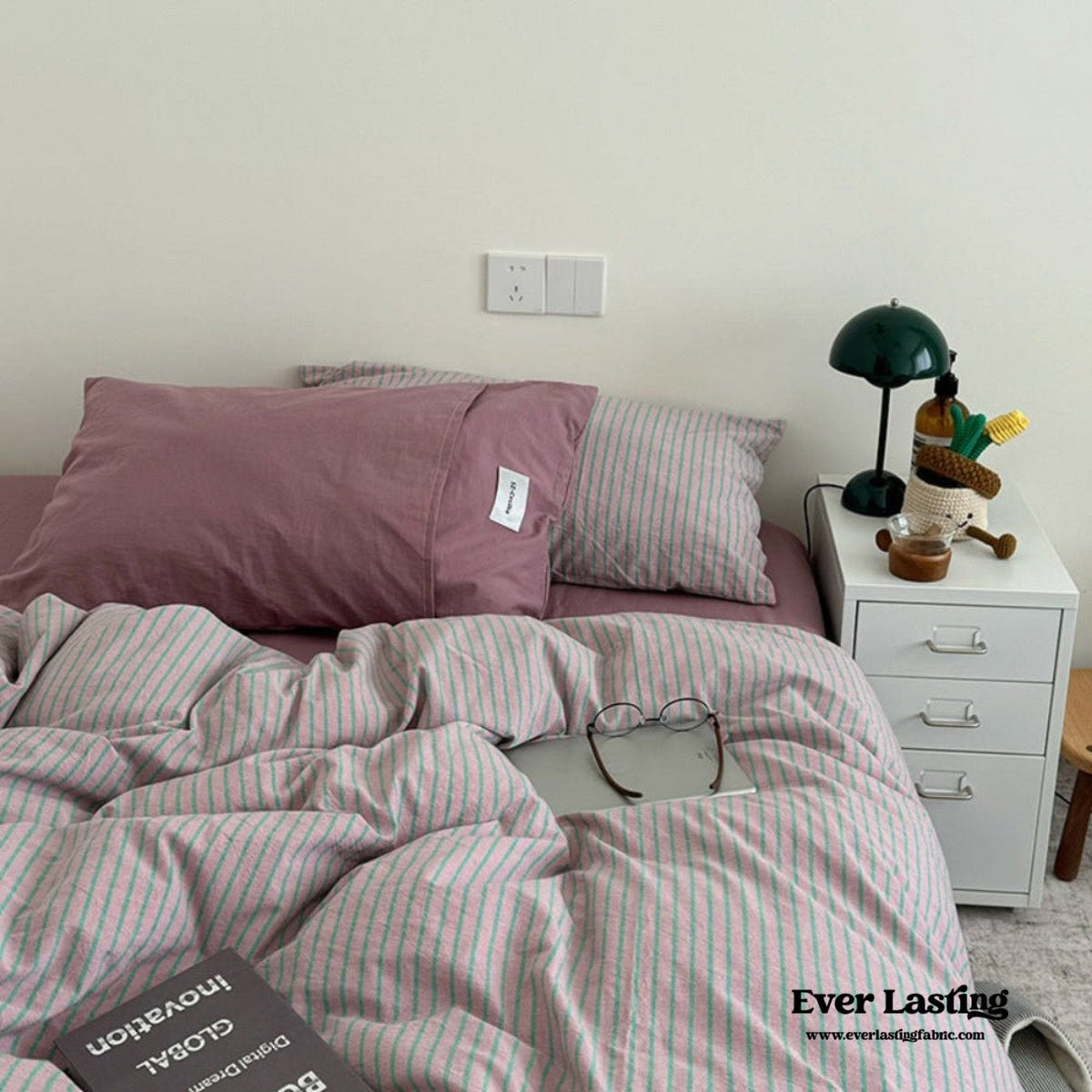 James Striped Bedding Set / Green