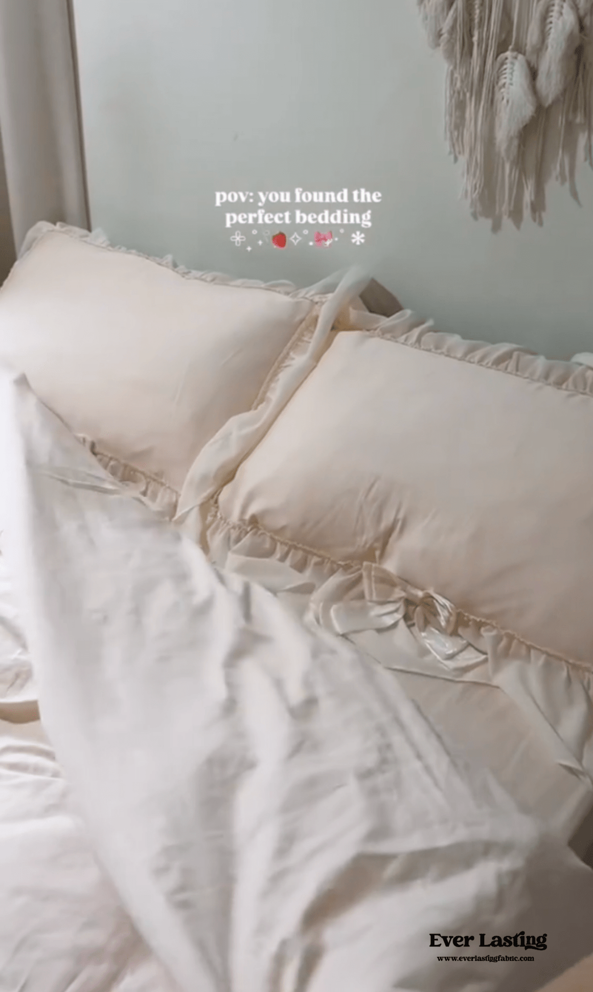 Ribbon Bow Airy Lace Bedding Set / Blue